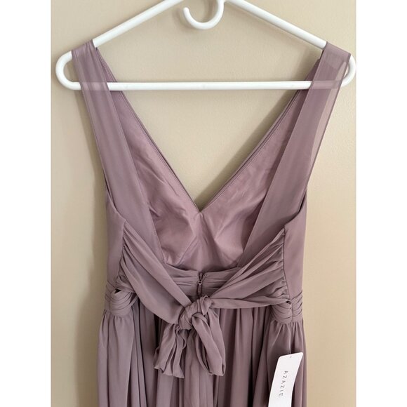 Azazie NWT Kora Chiffon Bridesmaid Formal Gown in Purple Dusk Size 12 - Picture 9 of 16